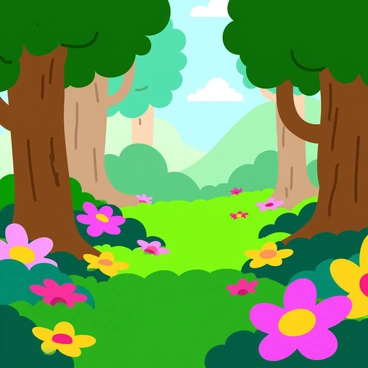 A magical forest where trees and flowers are made of different types of sponges.