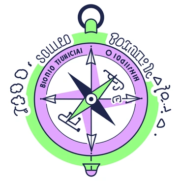A compass is displayed prominently in the center of the image. The compass has a detailed design, with cardinal directions marked clearly. The needle is vividly pointing towards two separate phrases. On one side, the needle is directed towards the phrase "Secure Financial Future," which is inscribed in an elegant font. On the opposite side, the needle points towards "Roth Conversion," also written in a similar style. Surrounding the compass are subtle decorative elements that enhance the focus on its central theme.