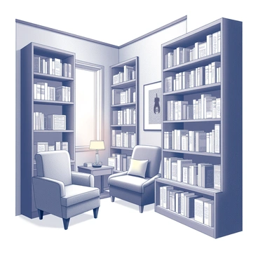 A cozy bookshop with tall wooden shelves filled with a variety of books, arranged meticulously. The shelves are filled to the brim with novels, poetry, and non-fiction, creating a warm atmosphere. There is a dedicated reading nook in one corner, featuring a comfortable armchair and a small side table. A soft lamp illuminates the nook, providing a perfect spot for readers to immerse themselves in their books. A window nearby allows natural light to stream in, highlighting the inviting ambiance of the shop.