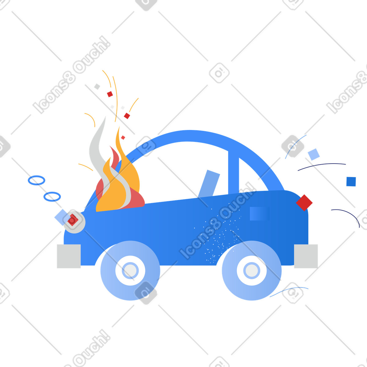 Illustration Car on fire dans le style Clip à télécharger aux formats PNG, SVG
