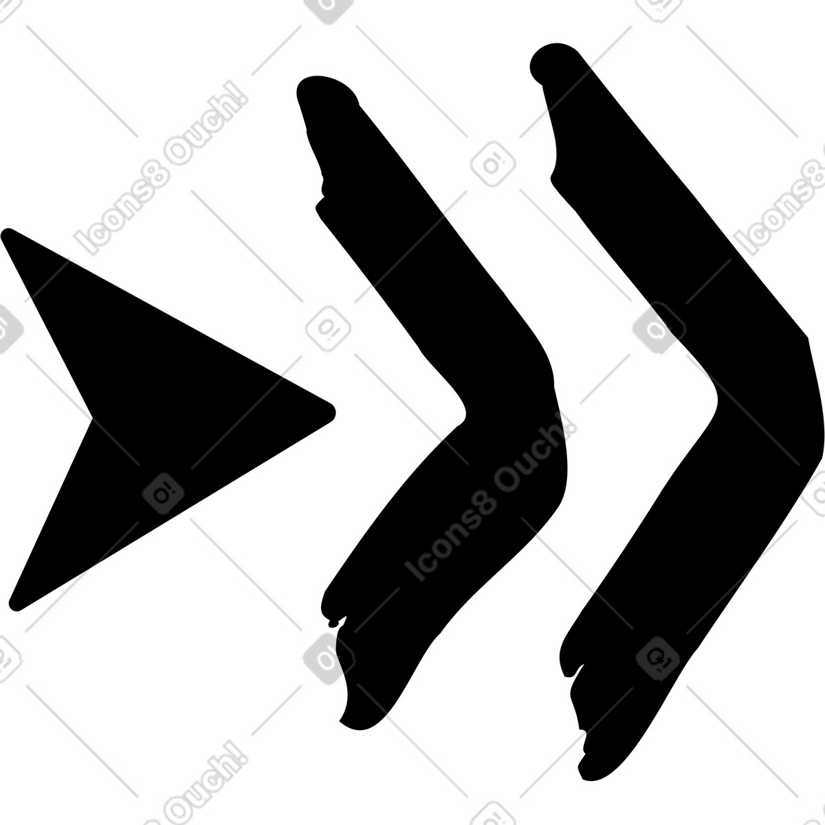 Twirl スタイルの 黒矢印大 のイラストをPNG、SVG形式でダウンロード