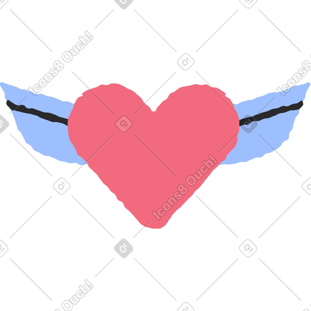 Ilustração de Coração com asas em no estilo Pablo para baixar em PNG, SVG