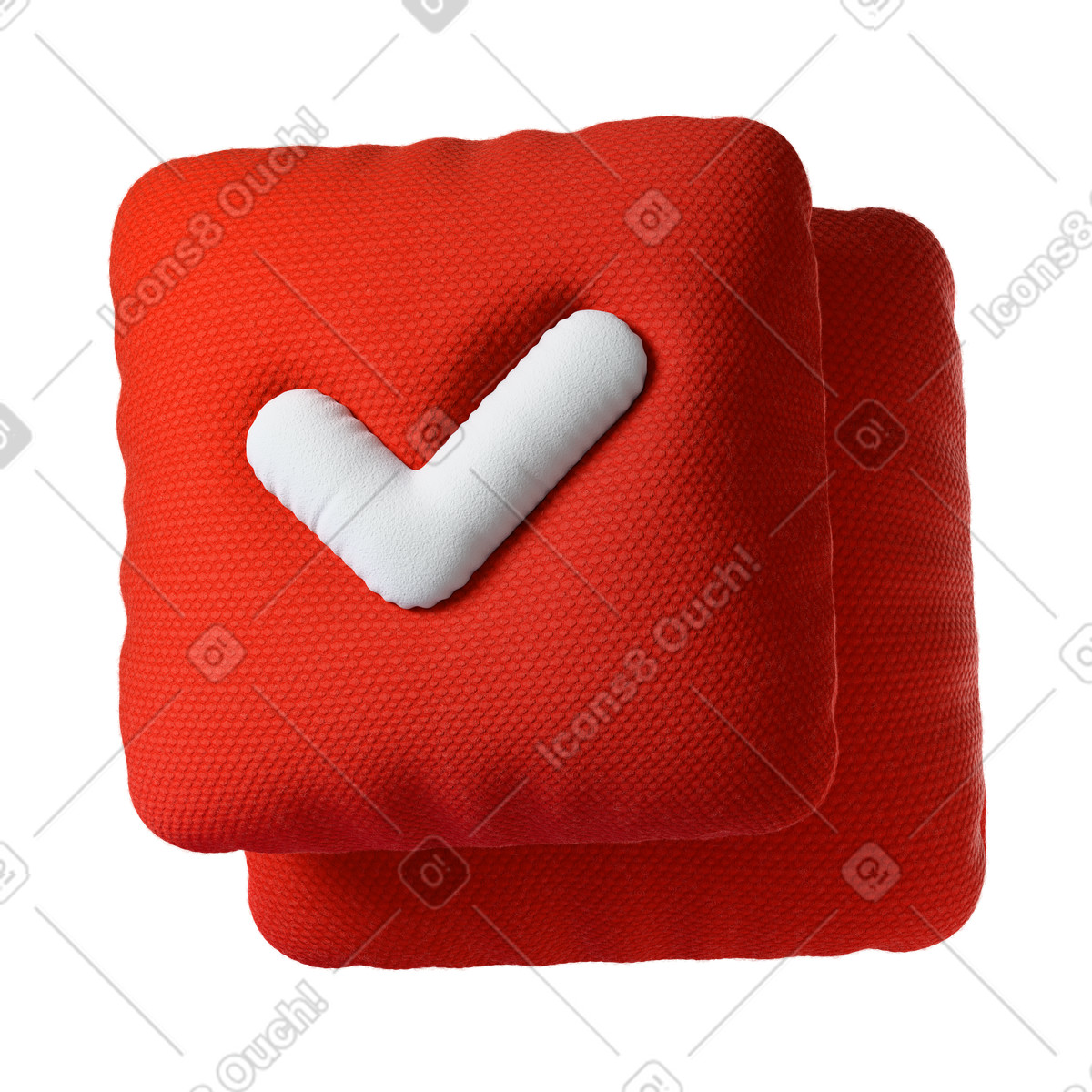Checkmark on red-Illustration im 3D Plush icons-Stil als Download in PNG, SVG