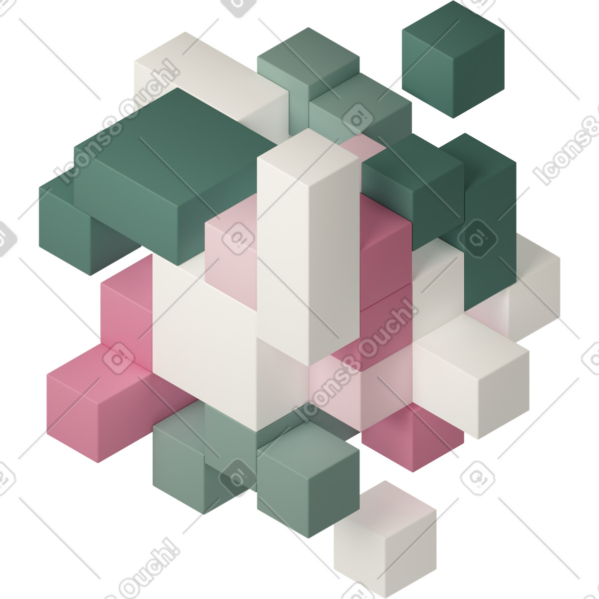 Block cube-Illustration im 3D Casual life-Stil als Download in PNG, SVG