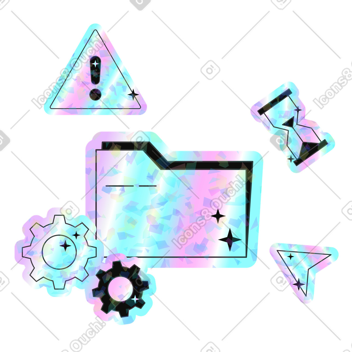 Optimierte datenspeicherung für ein besseres workflow-management-Illustration im Holostickers-Stil als Download in PNG, SVG