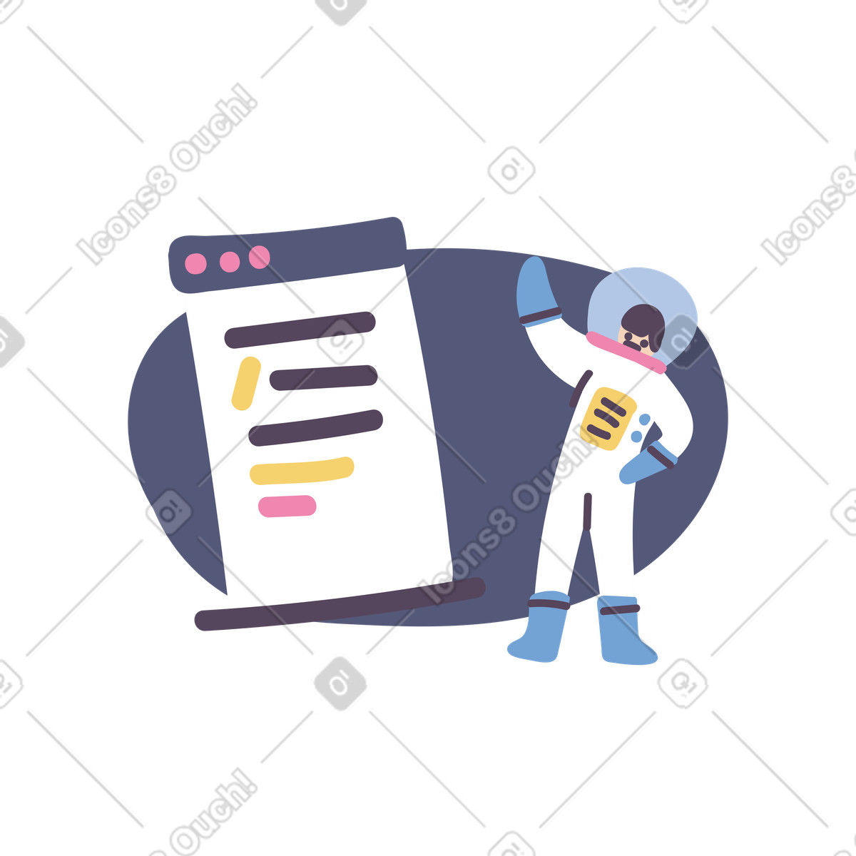 Business presentation illustration in Pluto style download in PNG, SVG