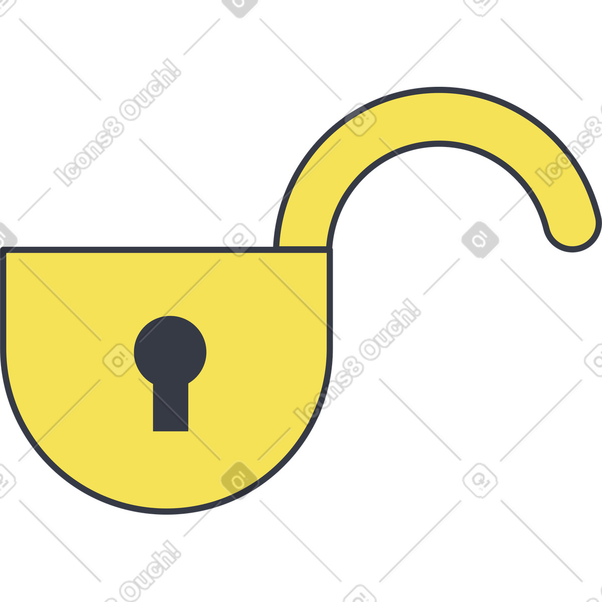 Иллюстрация Open yellow padlock в стиле Abstract — скачать в форматах PNG, SVG