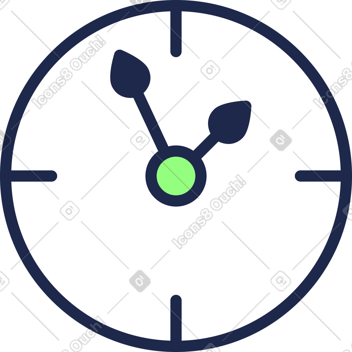 Clock face illustration in Outline style download in PNG, SVG