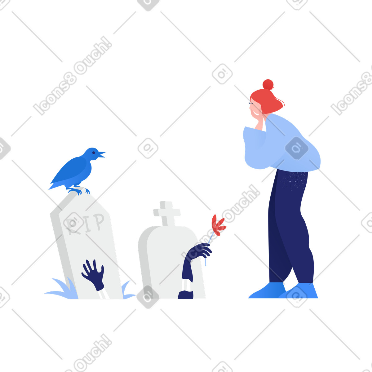 Illustration Rendez-vous au cimetière dans le style Clip à télécharger aux formats PNG, SVG