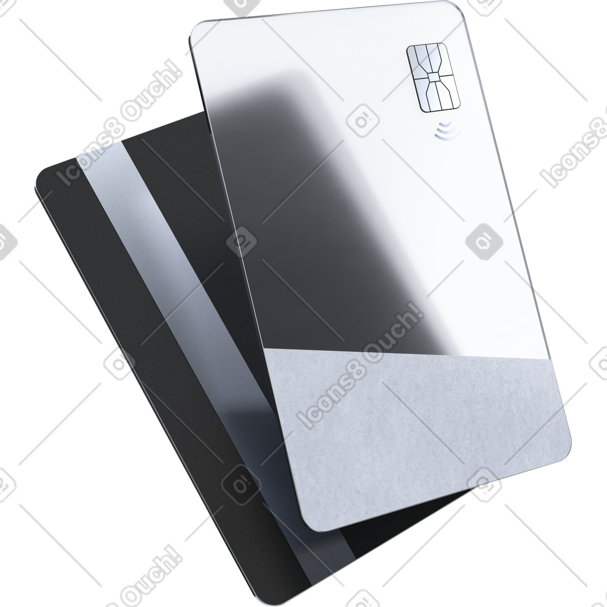 Credit card stack, payment methods, fintech services illustration in PNG, SVG