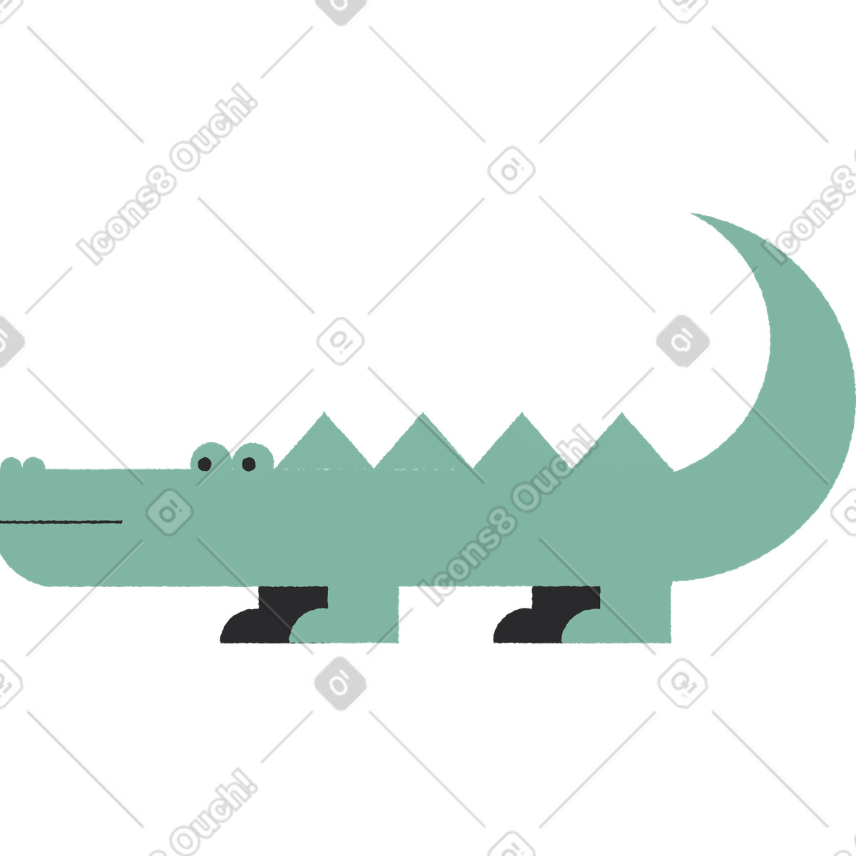 Crocodile illustration in Pablo style download in PNG, SVG