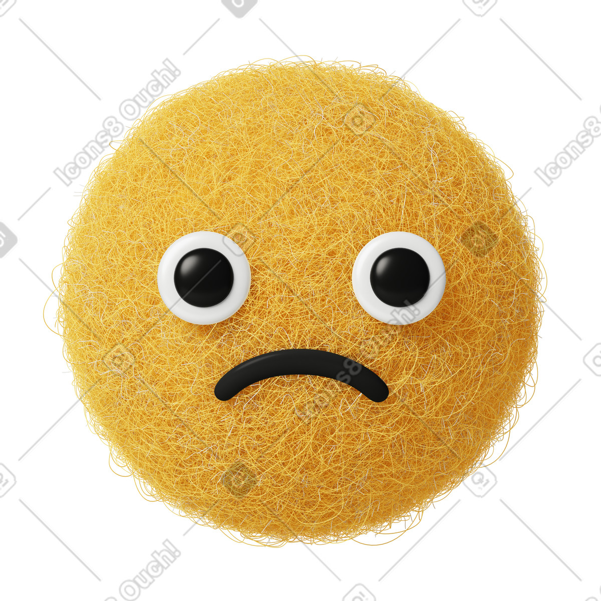 Ilustración Emoji triste en estilo Fuzzy a descargar en PNG y SVG