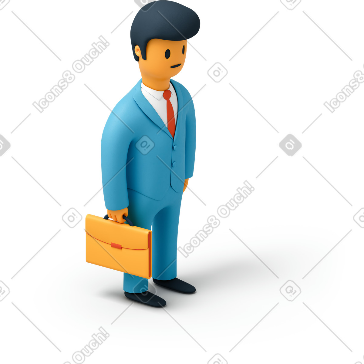 Ilustração de Close-up do homem terno com maleta em no estilo 3D Flame para baixar em PNG, SVG