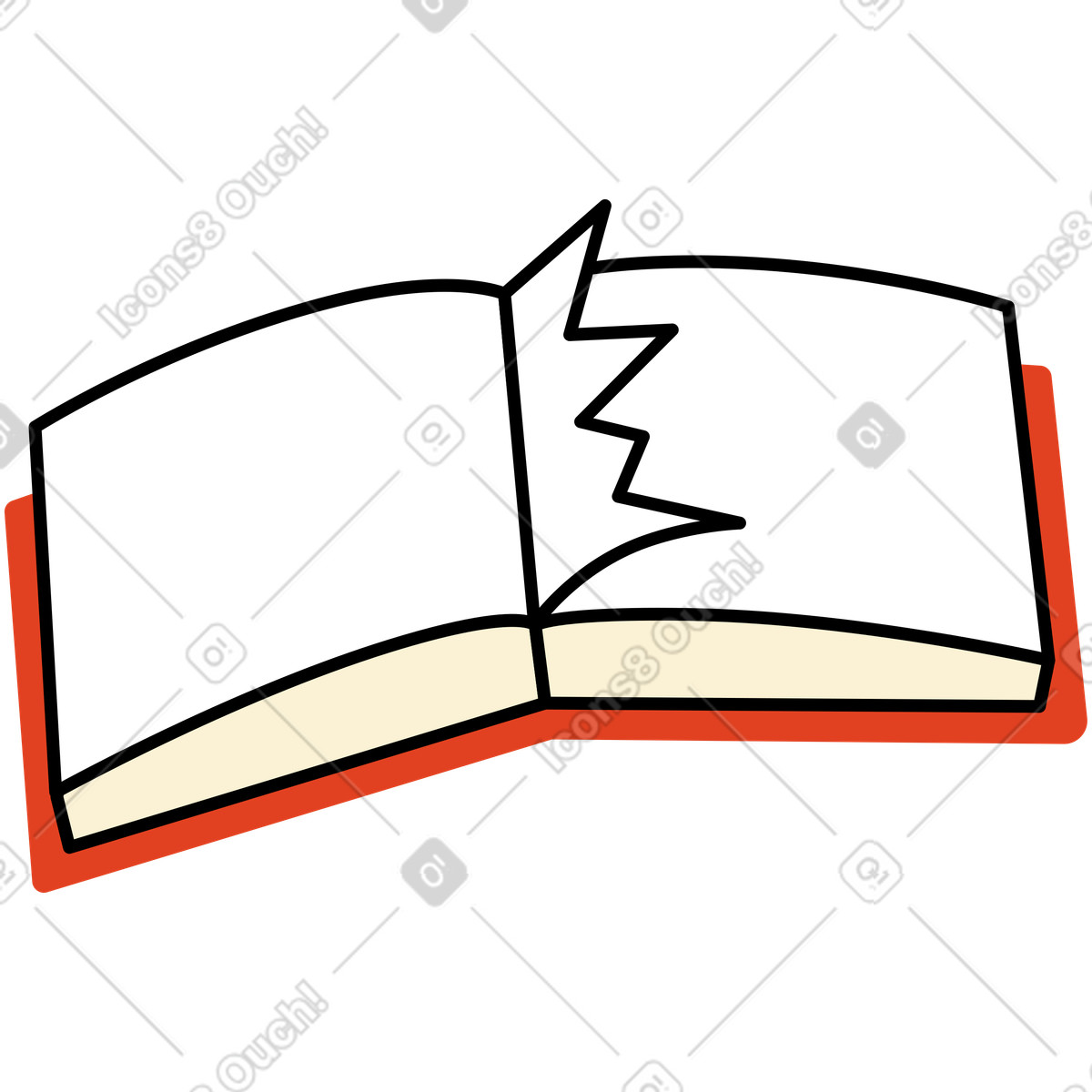 Иллюстрация Открытая книга с вырванной страницей в PNG и SVG