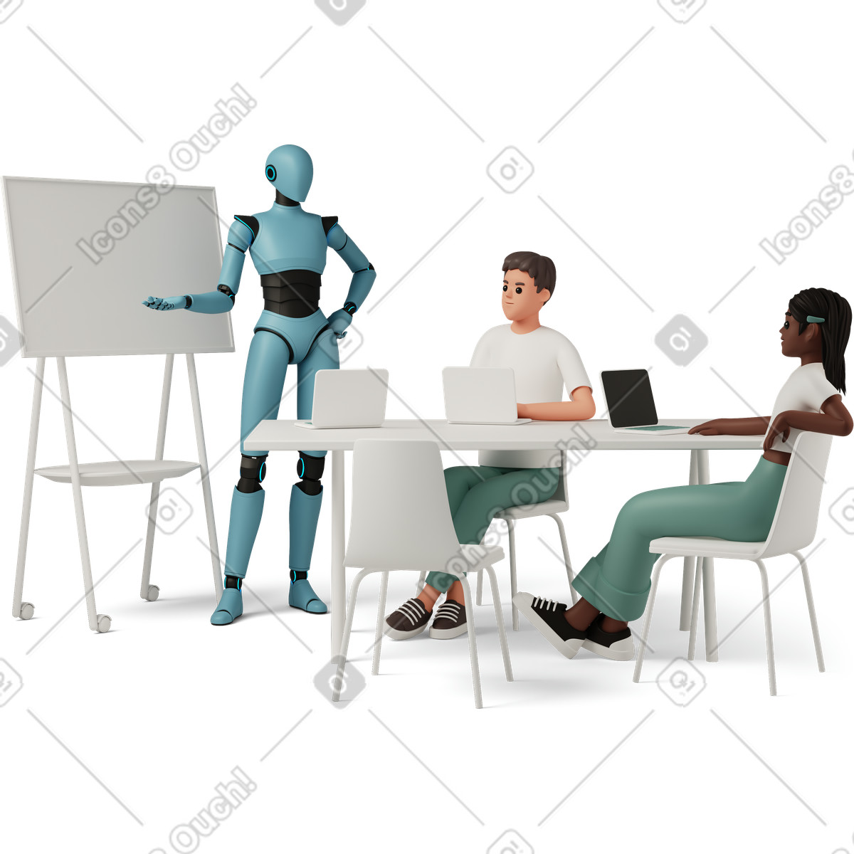 3D Casual life 스타일의 Colleagues and AI agent discussing team project 일러스트레이션 PNG, SVG 다운로드