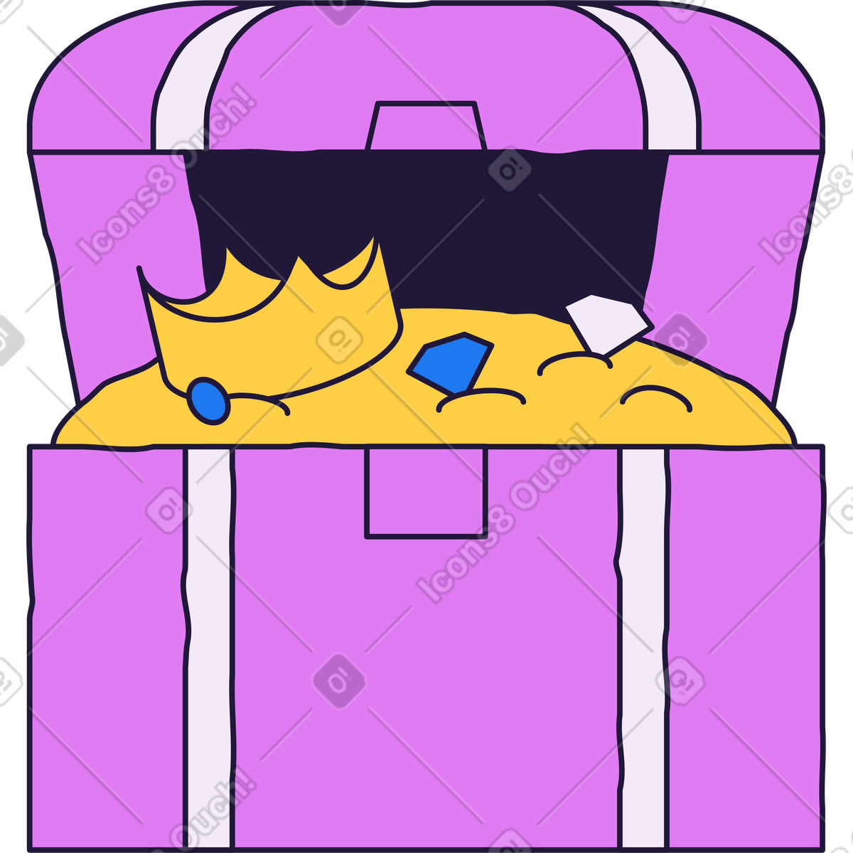 Treasure chest illustration in Conifer style download in PNG, SVG