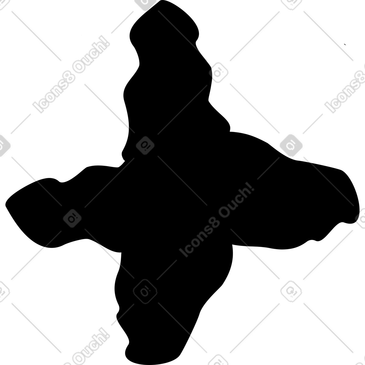 下载 Black Chalk 风格的 Silhouette abstract star shape with uneven rounded protruding points 插画，支持 PNG、SVG 格式