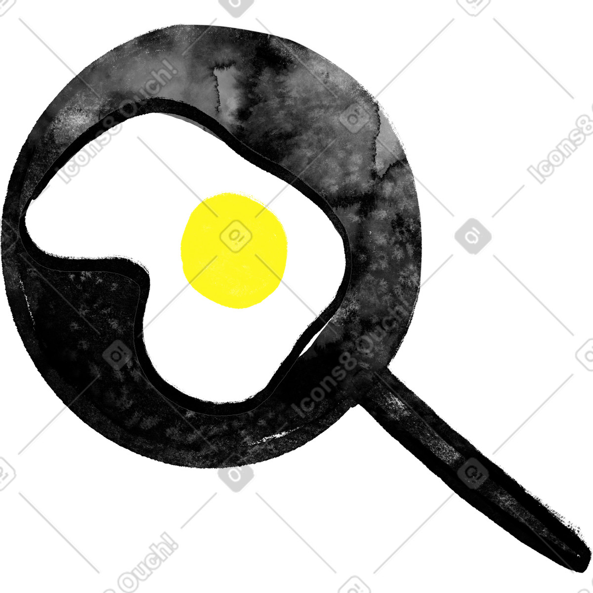 Black pan with scrambled egg illustration in Inky style download in PNG, SVG