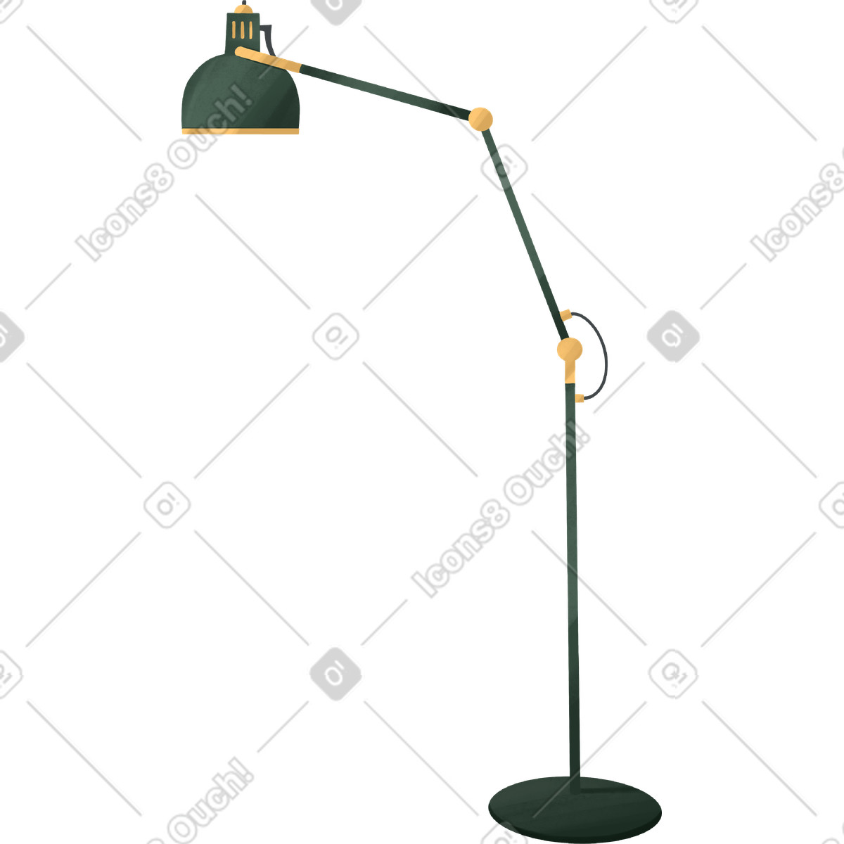 Illustration Lampadaire design vert dans le style Demure à télécharger aux formats PNG, SVG