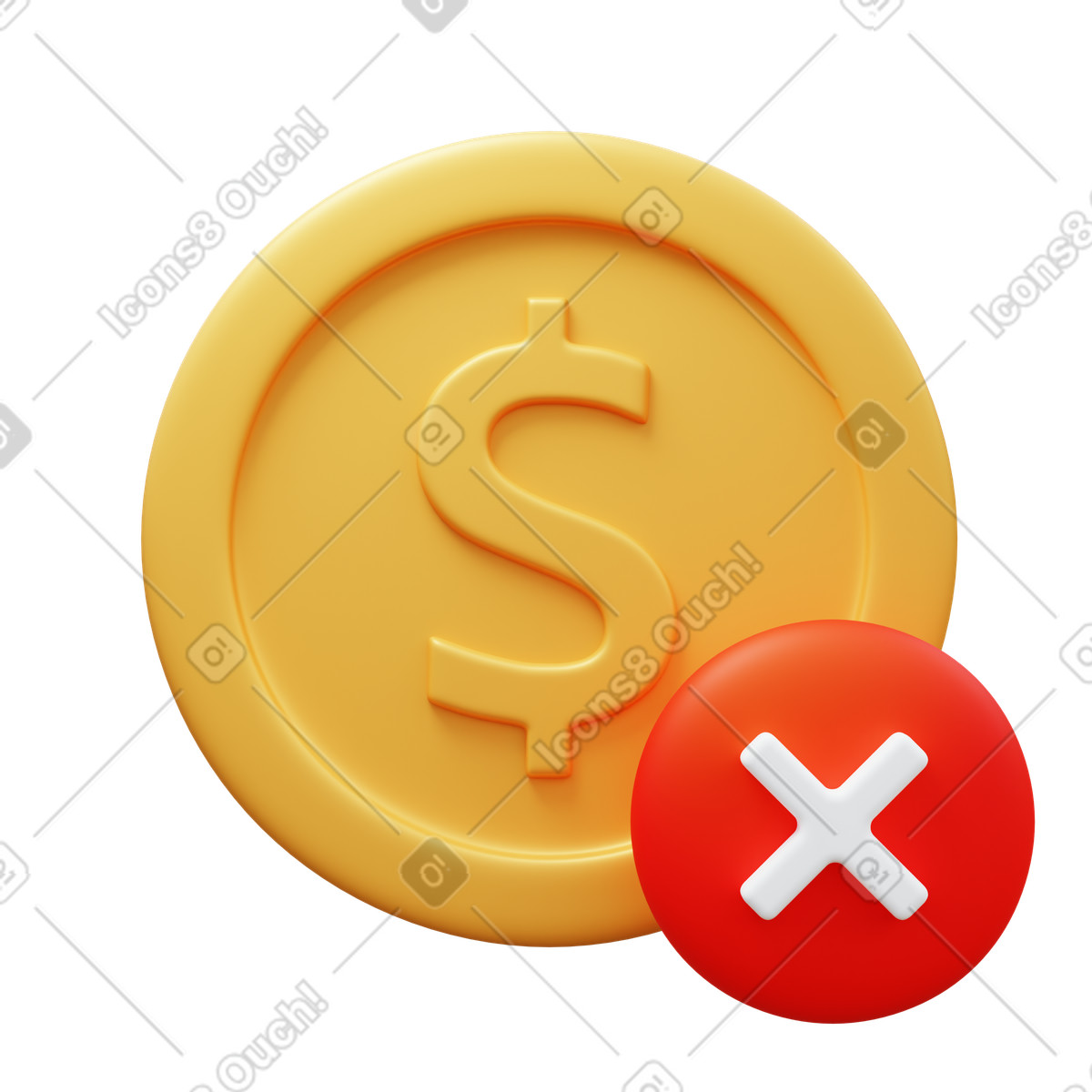 Delete dollar illustration in 3D Fluency style download in PNG, SVG