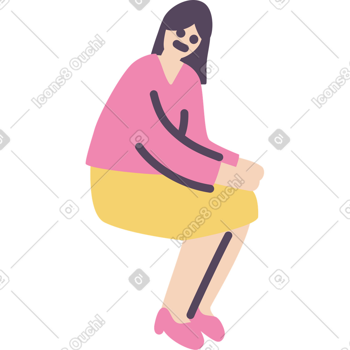 Woman sitting illustration in Pluto style download in PNG, SVG
