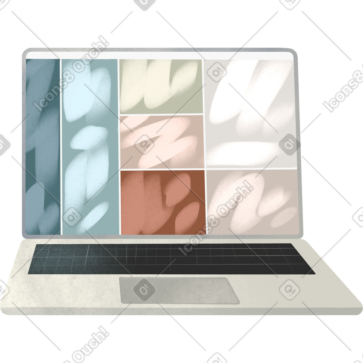 Laptop with open windows illustrazione in stile Demure scarica in PNG, SVG
