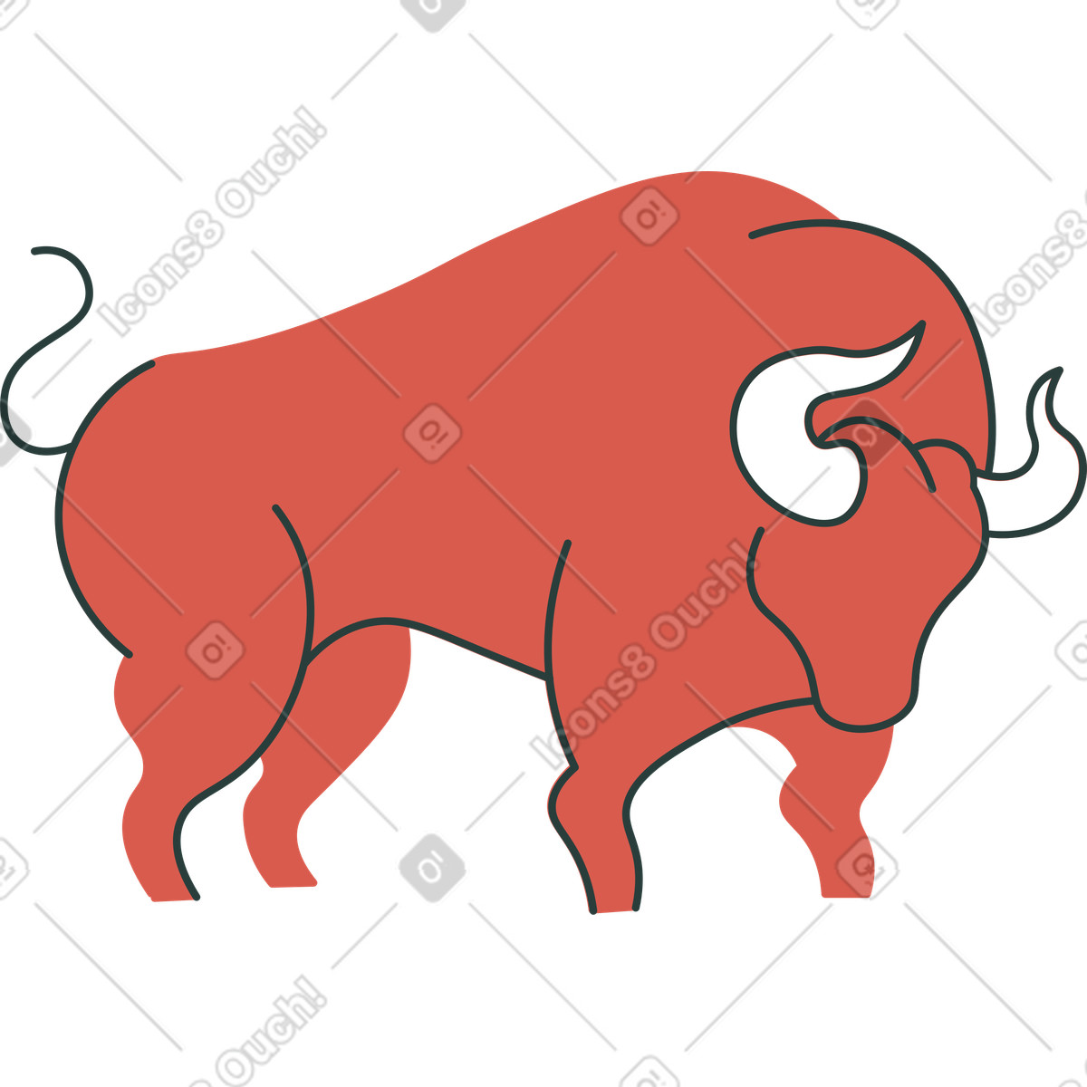 Toro illustrazione in stile Macaroni scarica in PNG, SVG
