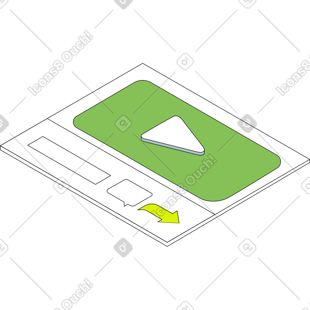 Videofenster-Illustration im Isometric-Stil als Download in PNG, SVG