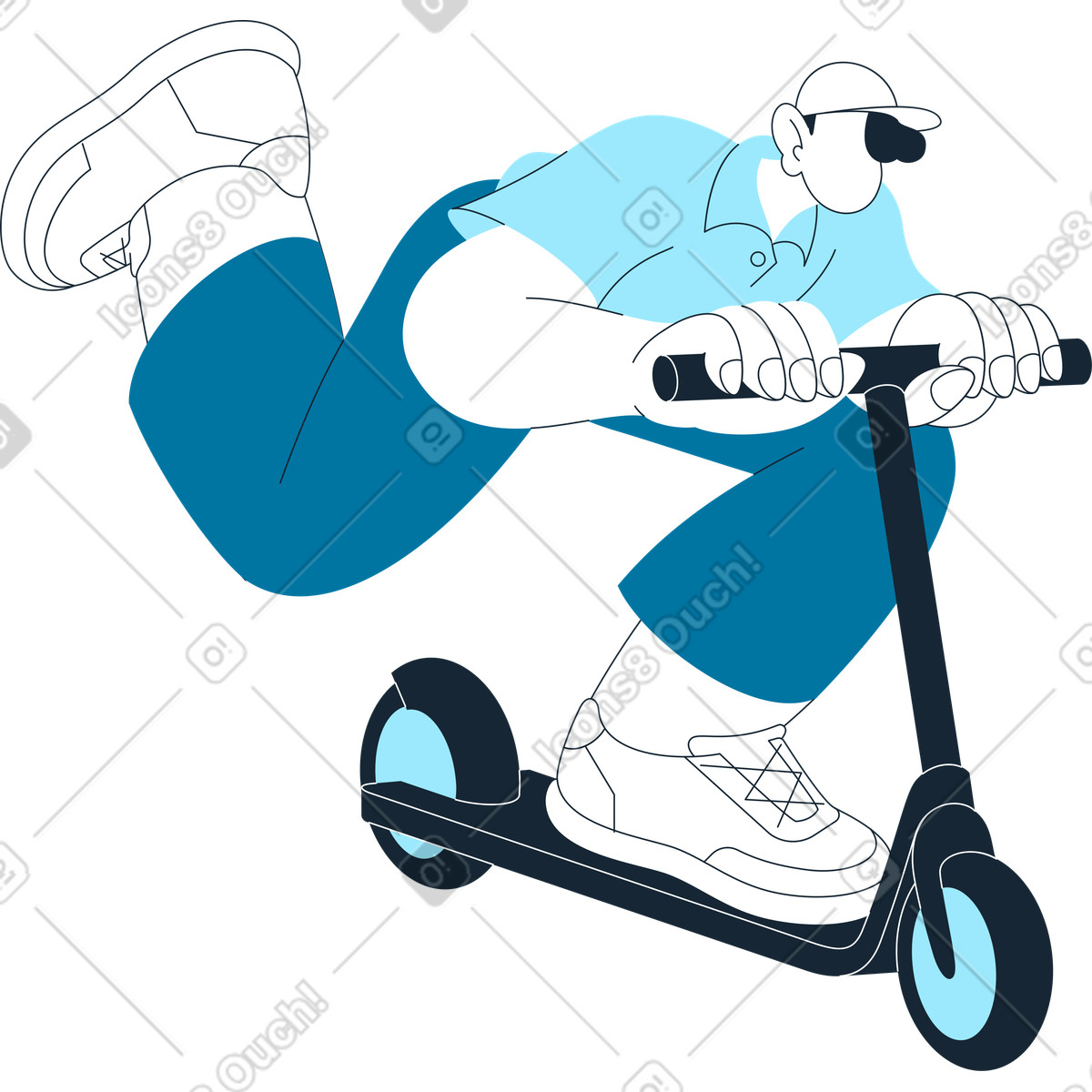 Ilustración Chico monta un scooter en estilo Indigo a descargar en PNG y SVG