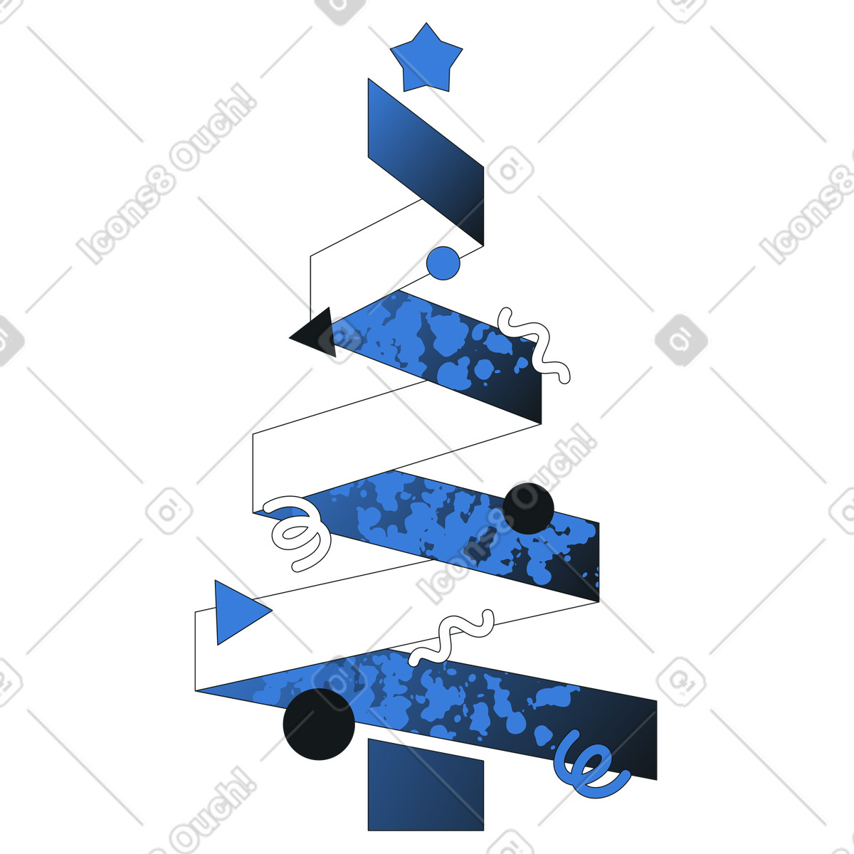 Modern geometric christmas tree, Holiday decor and seasonal greeting illustration in Midnight style download in PNG, SVG