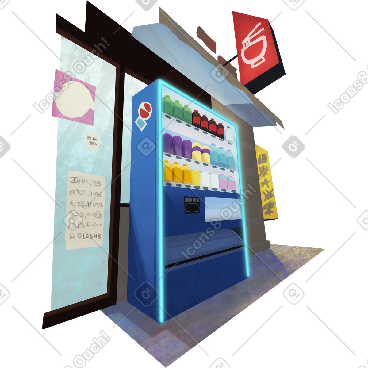 PNG, SVG 형식의 Vending machine near supermarket 일러스트레이션