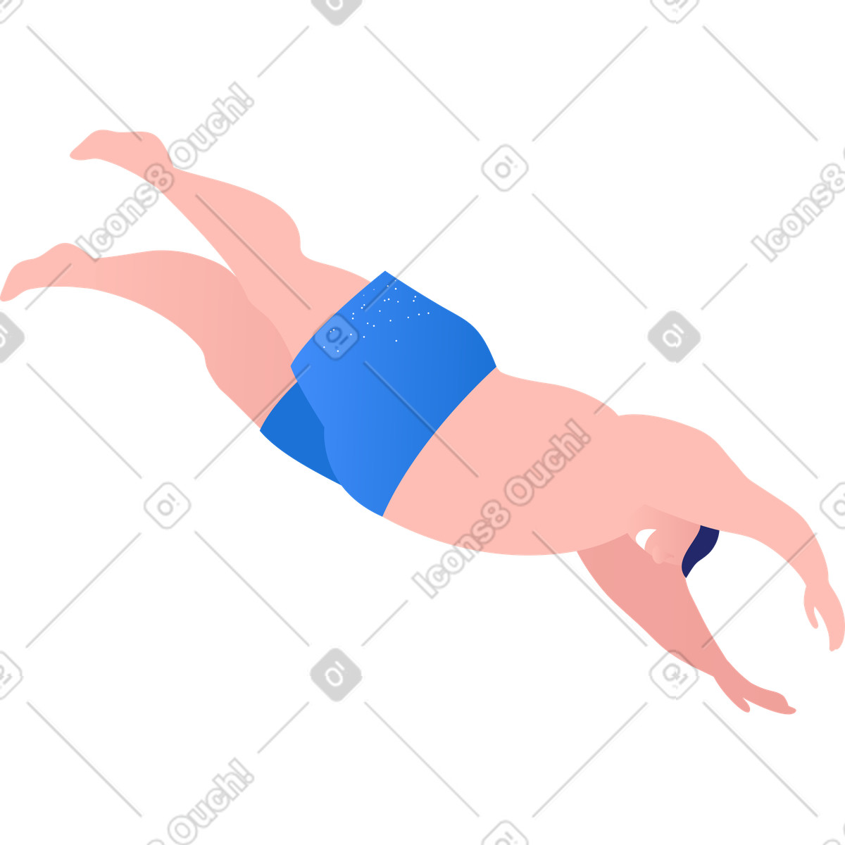Clip スタイルの ジャンプする水着姿の男性 のイラストをPNG、SVG形式でダウンロード