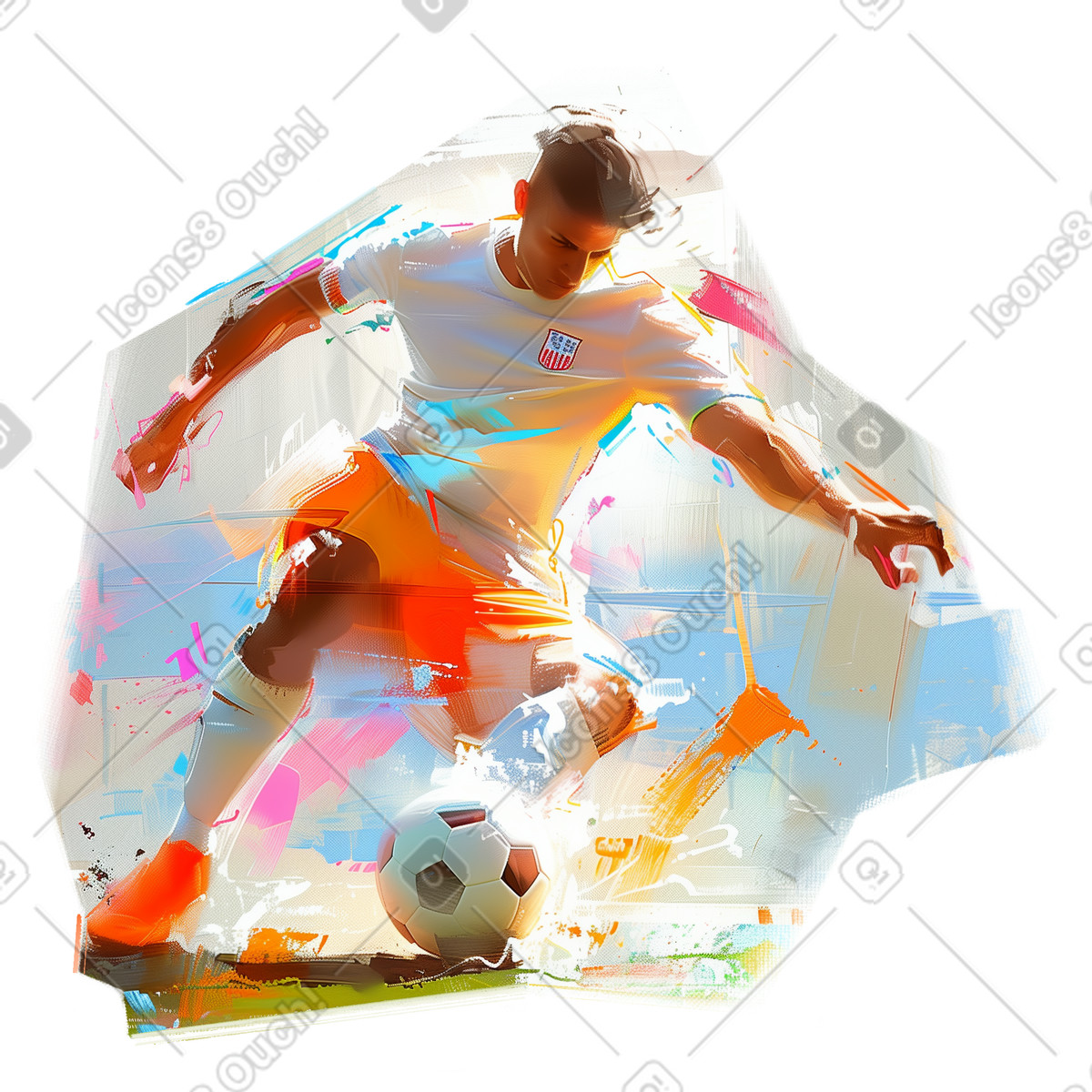 Oil painting of a dynamic scene with soccer player illustration in Pictorial style download in PNG, SVG