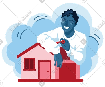 Man dreaming about owning a house PNG, SVG