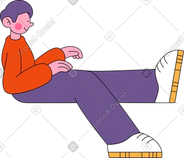Man sits with an outstretched leg and holds something in hands PNG, SVG