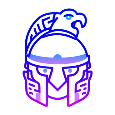 A warrior helmet made of polished metal featuring a prominent eagle crest on the top. The helmet has intricate engravings along its surface and a visor that is slightly raised. The eagle crest is detailed, with outstretched wings and fierce eyes, symbolizing strength and valor. The background includes a soft shadow to enhance the helmet’s features.