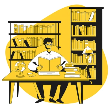 A researcher is seated at a wooden table in a library, absorbed in a large open book. The researcher is a middle-aged person wearing glasses and a white shirt, with notes scattered around the table. Tall bookshelves filled with numerous books on “black codes” surround them, with some books stacked on the table beside a reading lamp. The warm light from the lamp highlights the pages of the book and the researcher’s focused expression. A vintage globe is positioned on a nearby shelf, adding to the scholarly atmosphere.