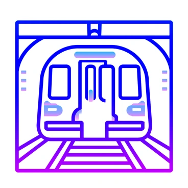 The lights of an approaching metro train illuminating a dark subway tunnel with concrete walls and metal tracks.