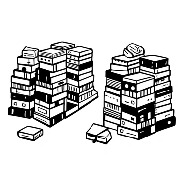 A barricade made entirely of stacked "law books" with various titles and spines visible, creating an imposing wall. The stack is uneven in height, adding to the complexity of the structure. There is a "pathway" cutting through the middle of the barricade, providing a route for movement. Small details like some "pencil marks" and "sticky notes" can be seen on the books, while a few "loose pages" are scattered on the ground around the barricade, suggesting recent use. The scene is arranged in a way that emphasizes the stark contrast between the orderly books and the chaotic environment around it.