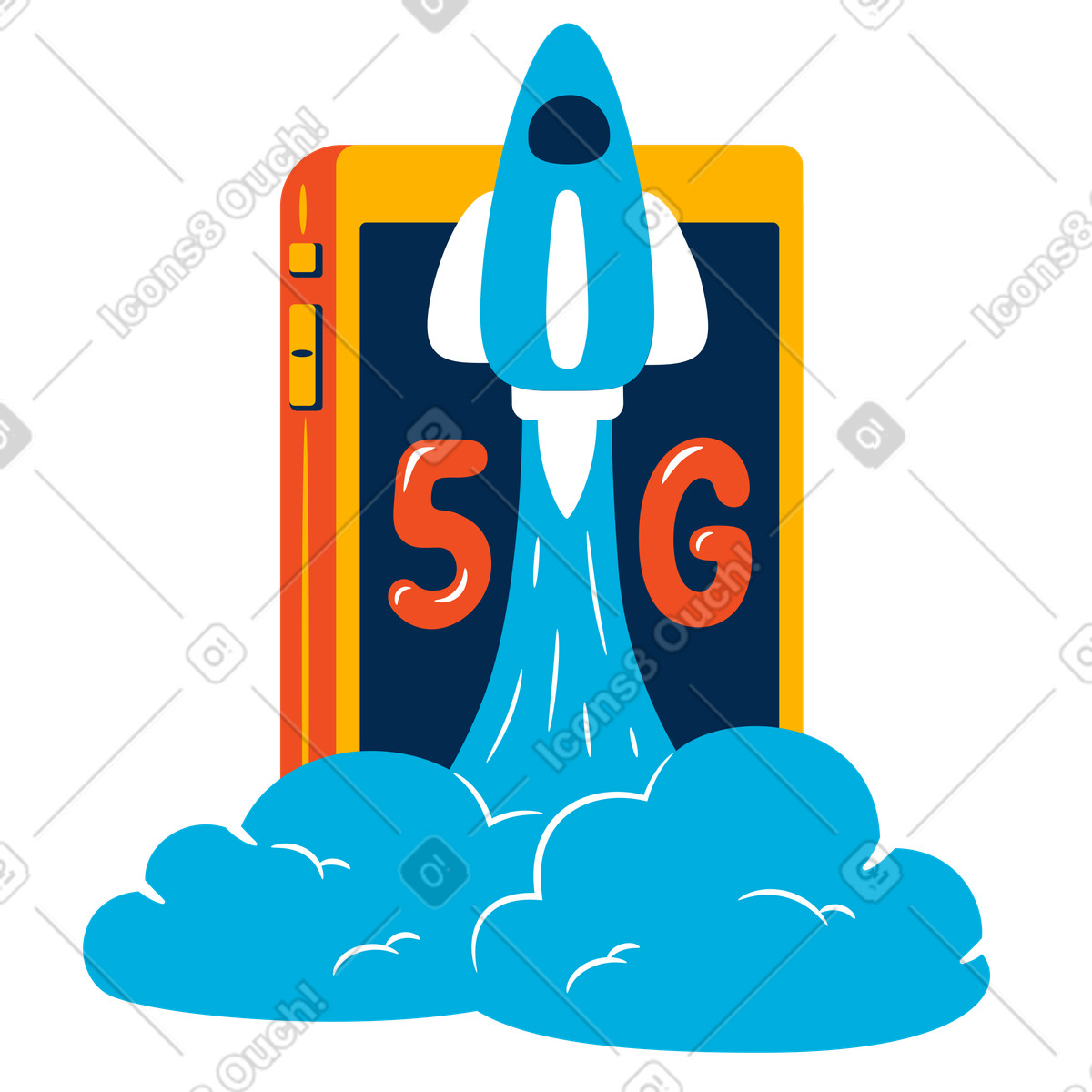 Flame スタイルの 5gテクノロジーをサポートする電話 のイラストをPNG、SVG形式でダウンロード