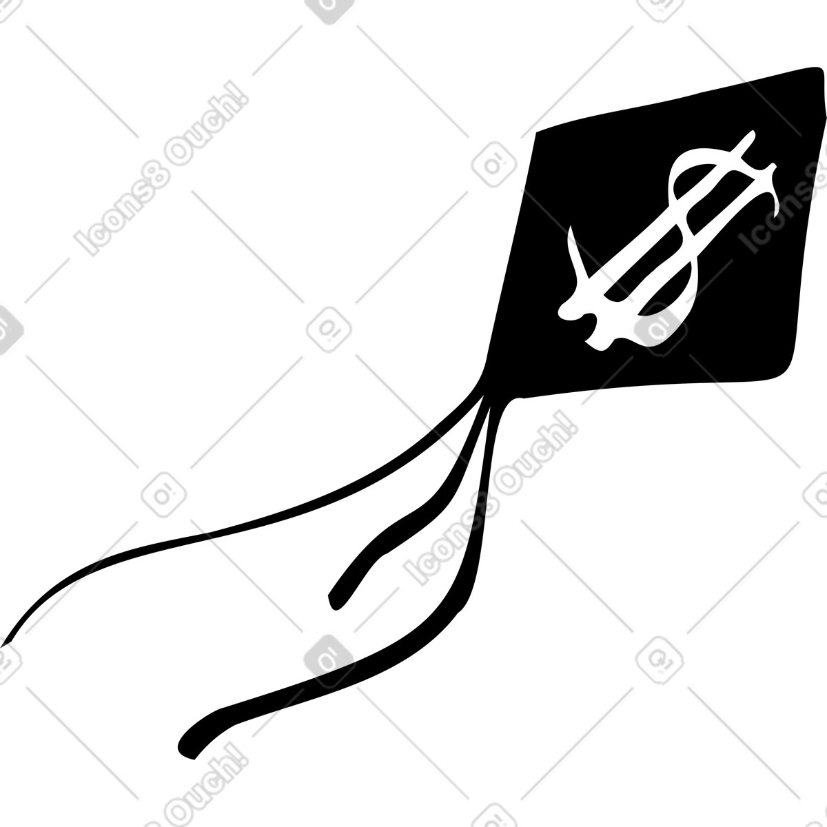 Illustration Cerf-volant avec signe dollar dans le style Journal à télécharger aux formats PNG, SVG