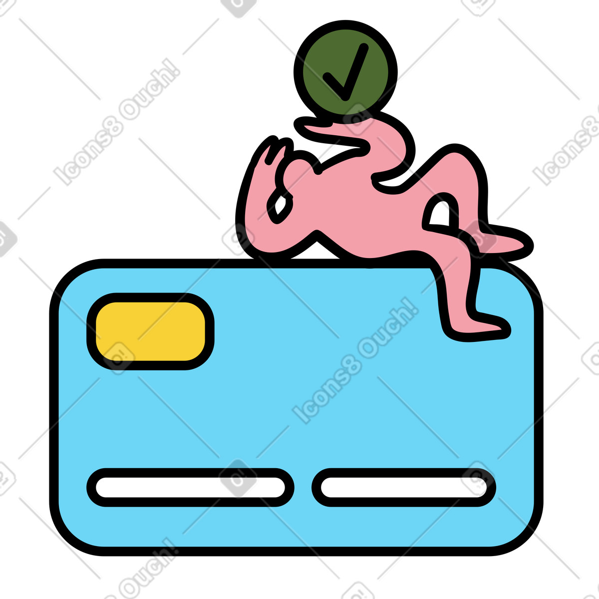 Secure online payment approval, Successful digital transaction, Cashless purchase illustration in Wiggle style download in PNG, SVG