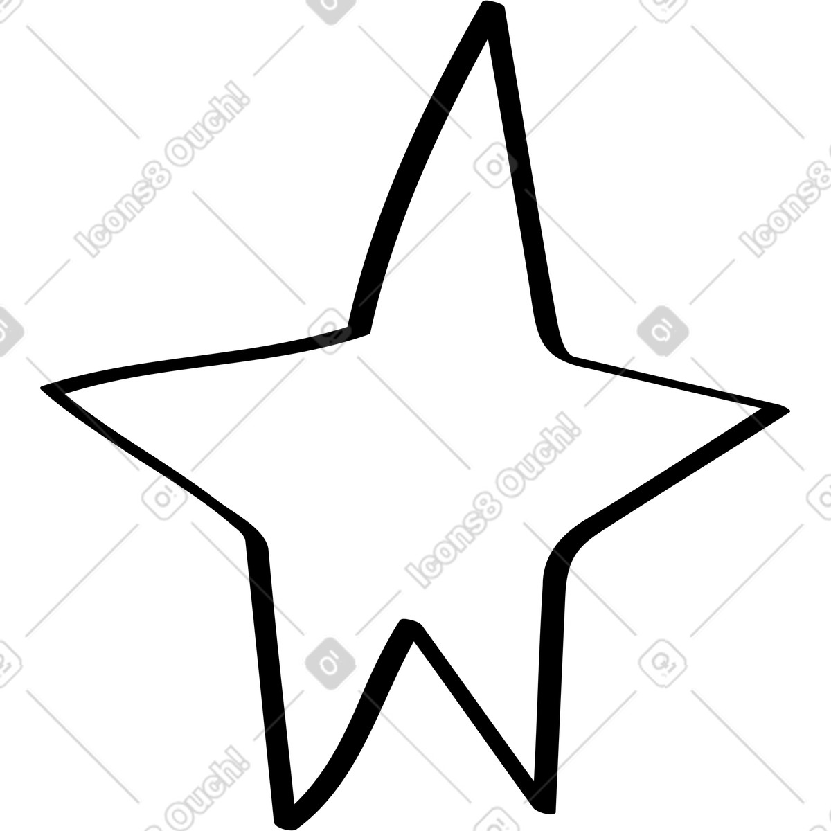 Black line star illustration in Twirl style download in PNG, SVG