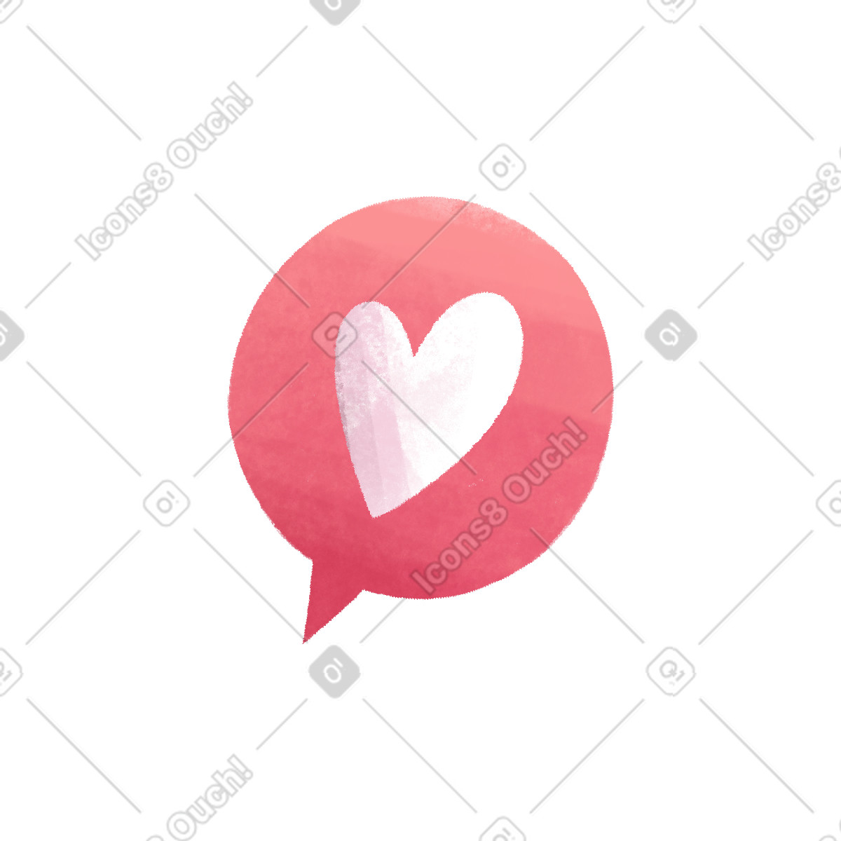 Bubble with a white heart inside illustration in Bonbon style download in PNG, SVG
