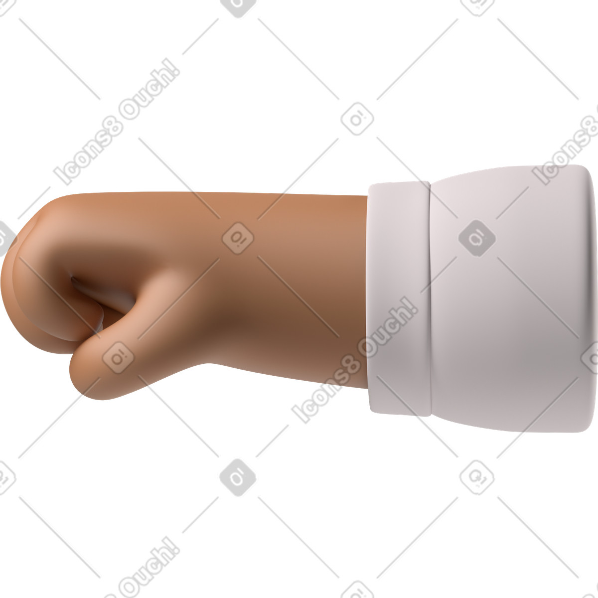 3D Hands Fun&Wild スタイルの 左向きの茶色の肌の手の拳 のイラストをPNG、SVG形式でダウンロード