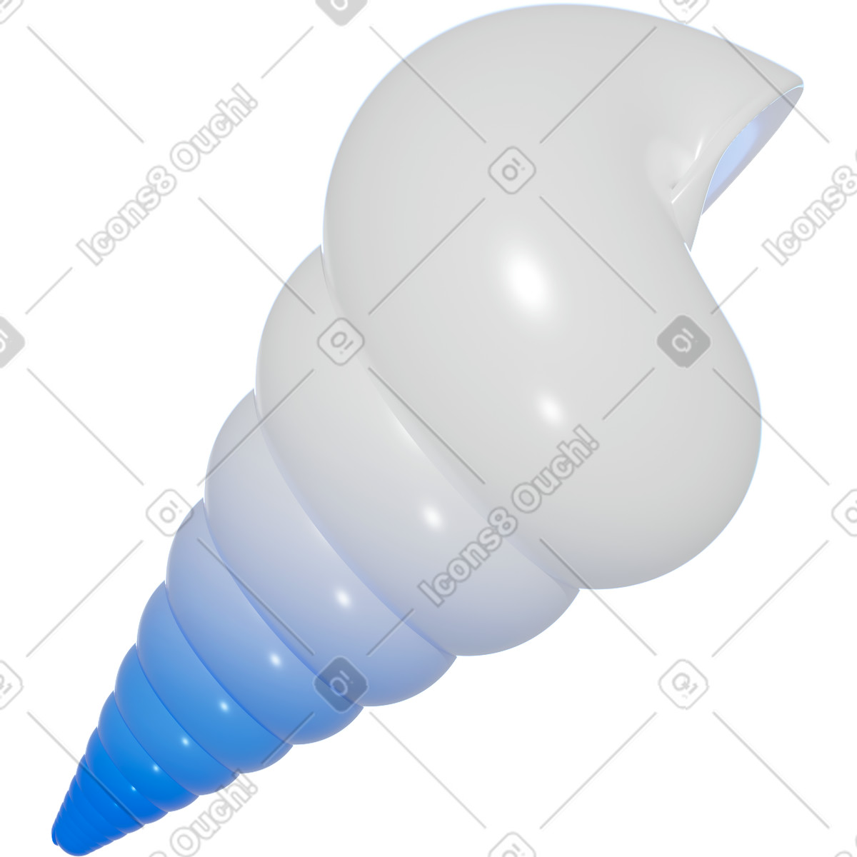 Long sea shell illustration in 3D Holidays style download in PNG, SVG