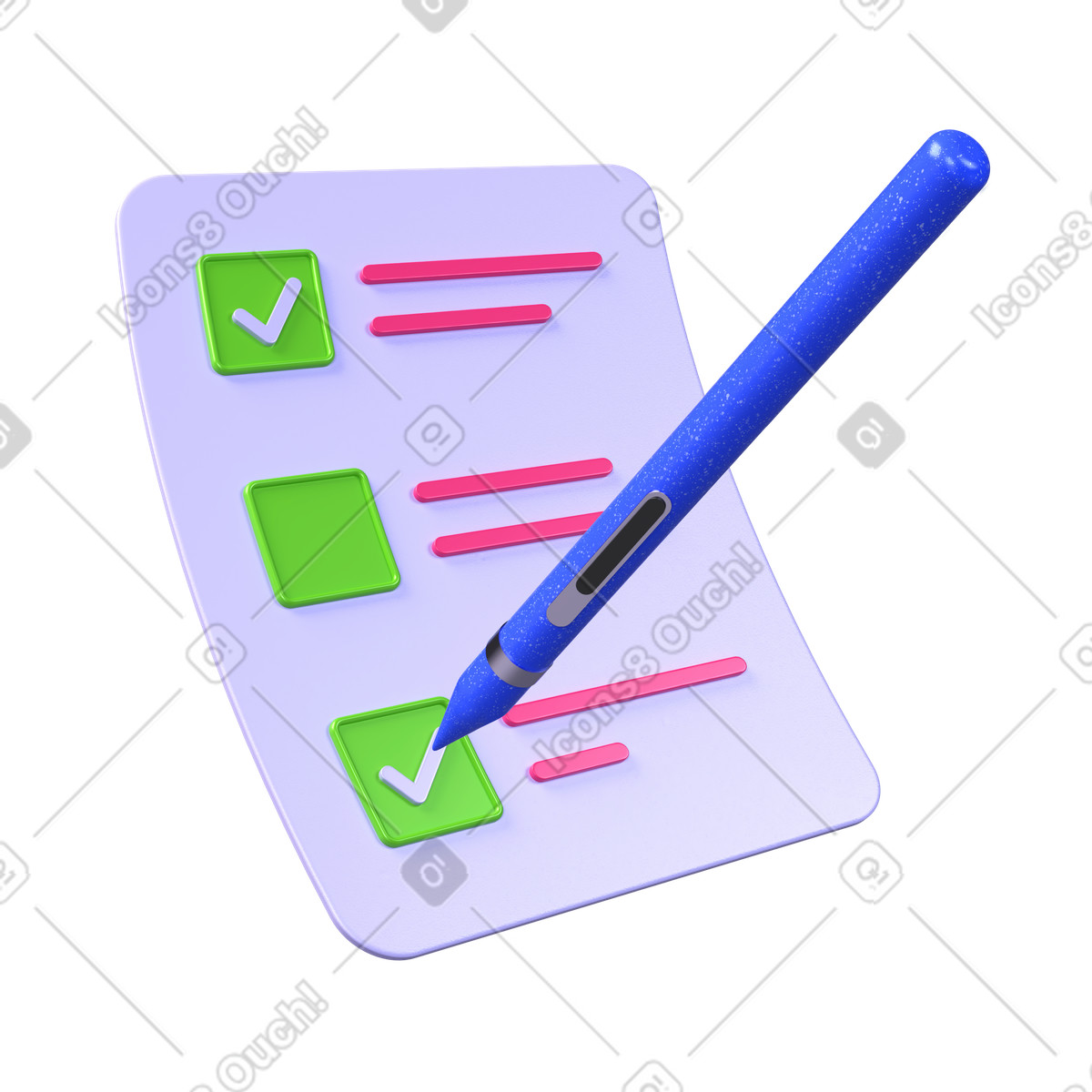 Lista delle cose da fare con la penna illustrazione in stile 3D Boost scarica in PNG, SVG