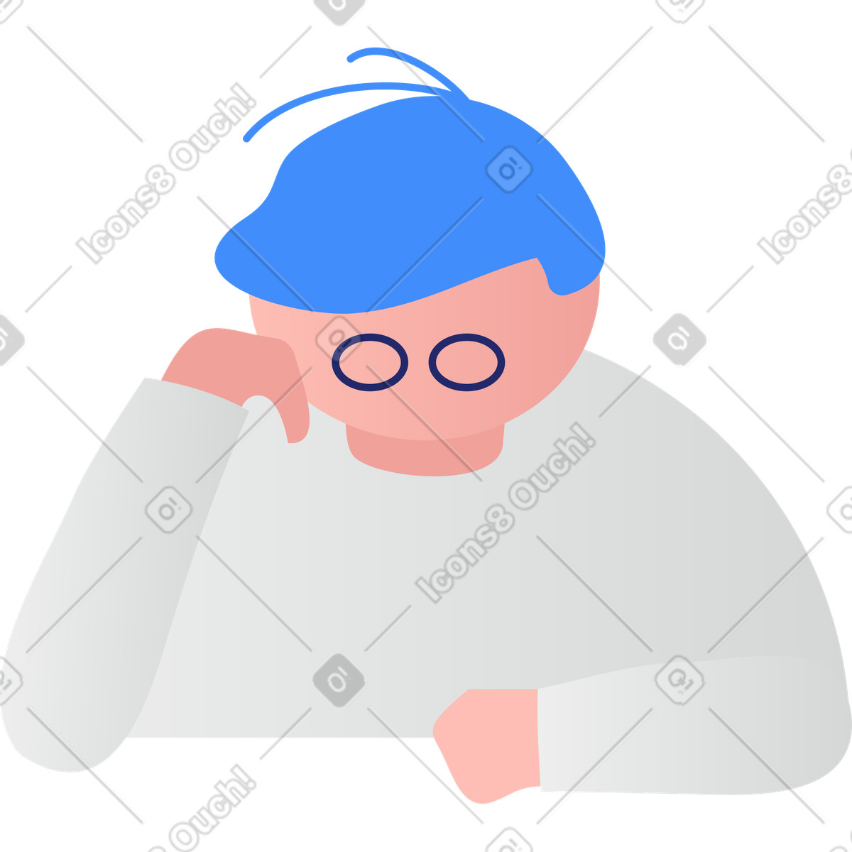 Illustration Gros garçon assis dans le style Clip à télécharger aux formats PNG, SVG