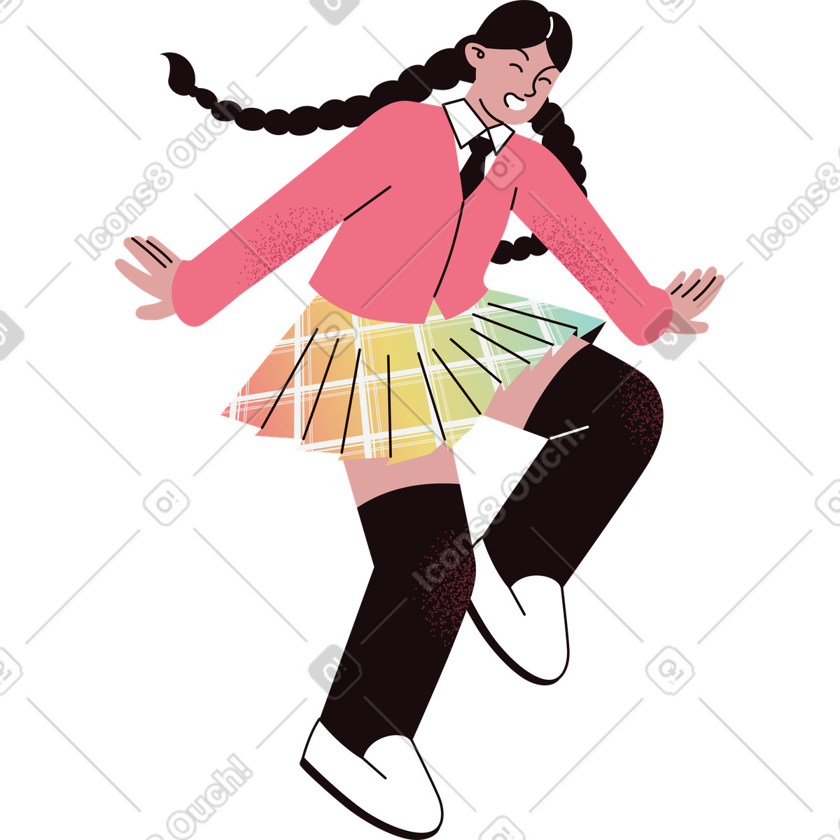 下载 Delight 风格的 女孩单腿跳跃 插画，支持 PNG、SVG 格式