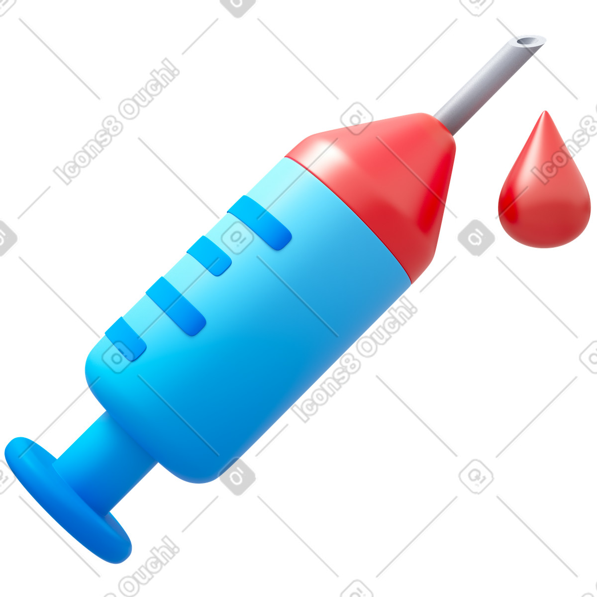 Syringe with a drop of blood illustration in 3D Fluency style download in PNG, SVG